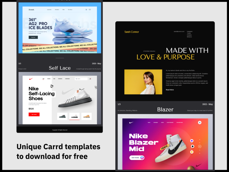 Carrd landing page templates